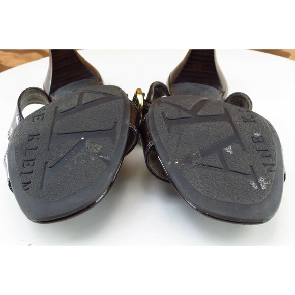 Anne Klein Size 7 M Brown Slides Patent Leather Women‎ Sandal Shoes - Picture 6 of 7